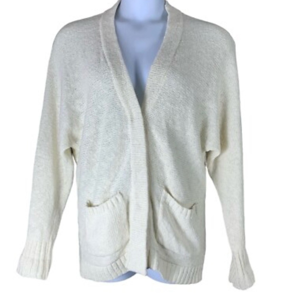 Dakini Snap Button Cotton Knit Cardigan Sweater | Off White | Size S - Picture 2 of 5